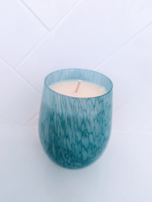 Hand-poured Soy Candles (80hours+) - Coconut Kiss in Cobalt Glass